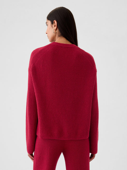 CashSoft Shaker-Stitch Crewneck Sweater