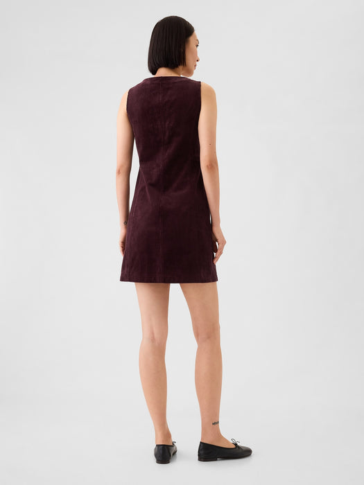 Corduroy Button Mini Dress