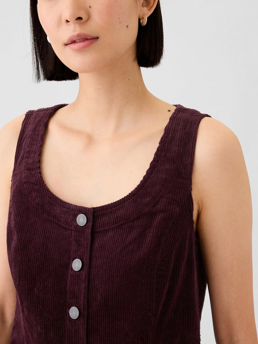 Corduroy Button Mini Dress