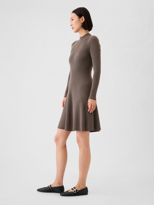 Mockneck Rib Mini Sweater Dress