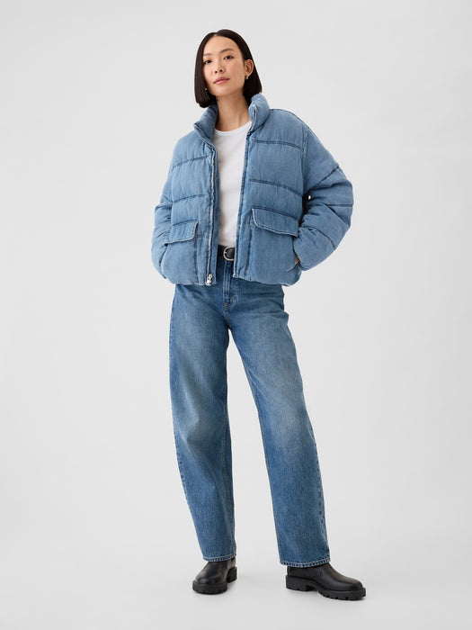 Oversized Denim Puffer Jacket