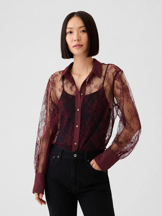 Sheer Lace Classic Shirt