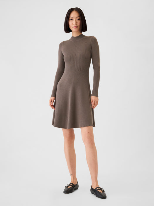 Mockneck Rib Mini Sweater Dress