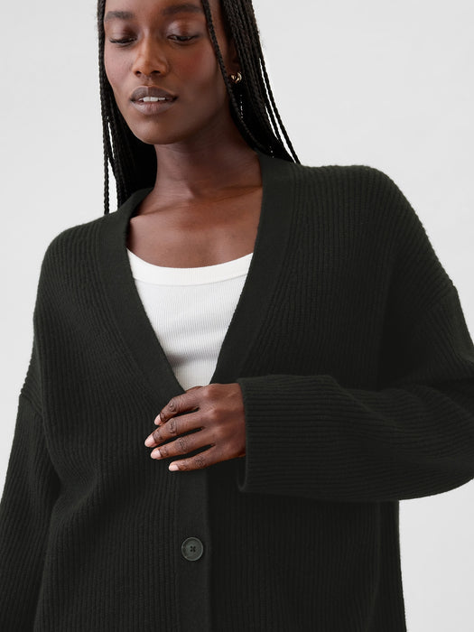 CashSoft Shaker-Stitch Boyfriend Cardigan