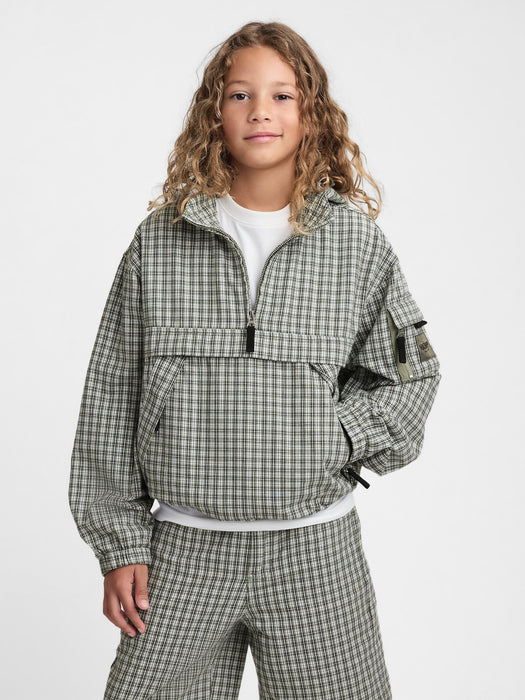 gap & madhappy kids oversized plaid anorak