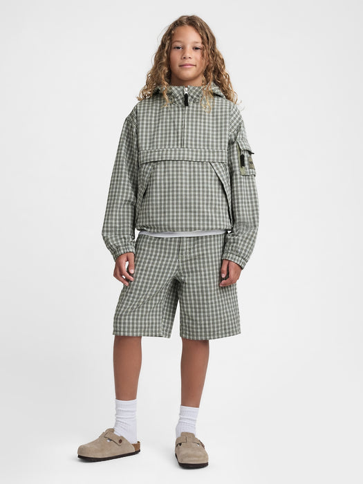 gap & madhappy kids oversized plaid anorak