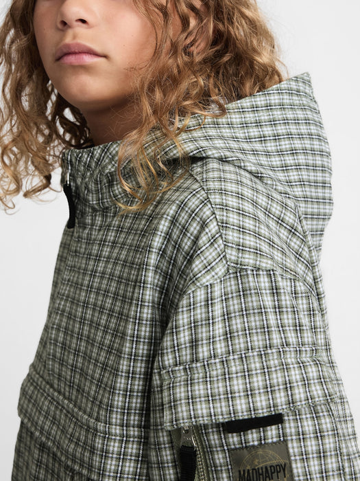 gap & madhappy kids oversized plaid anorak