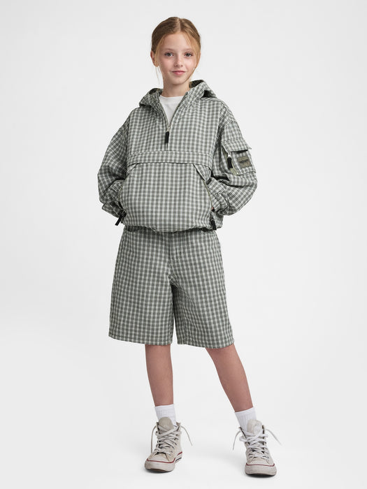 gap & madhappy kids oversized plaid anorak