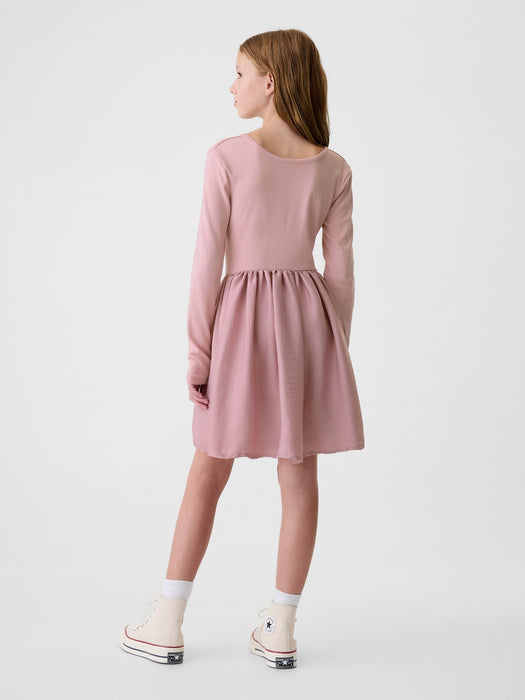 Kids Mixed Media Satin Dress