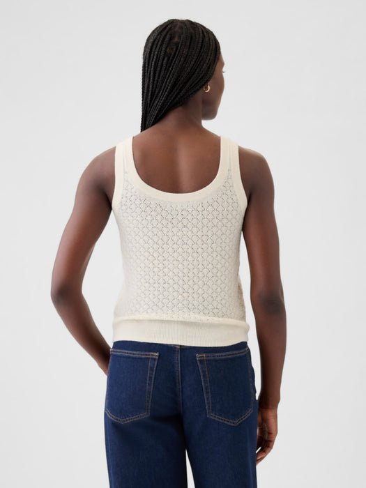 Cropped Pointelle Sweater Tank