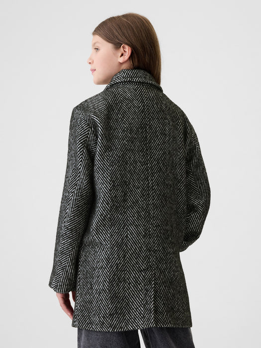 Kids Herringbone Tweed Overcoat