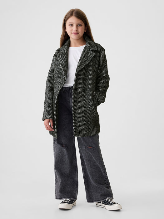 Kids Herringbone Tweed Overcoat