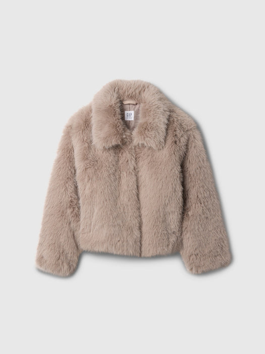 Kids Faux Fur Cropped Jacket