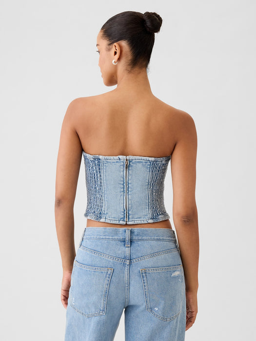 Strapless Denim Cropped Top