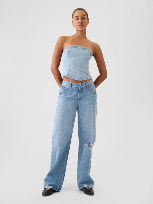 Strapless Denim Cropped Top