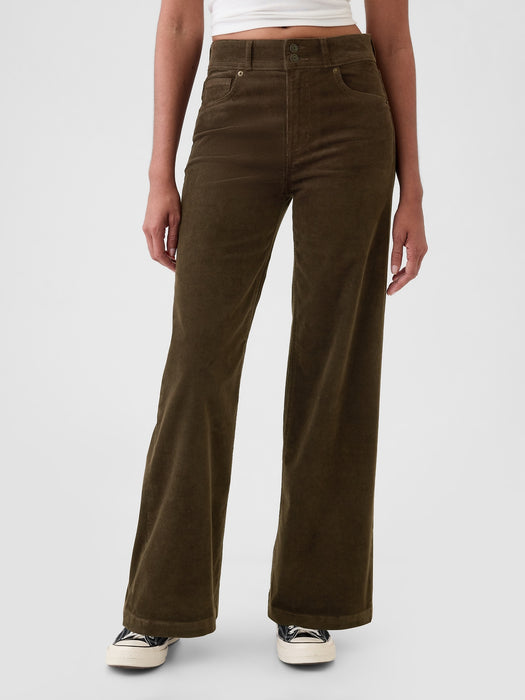 High Rise Corduroy Stride Wide-Leg Pants