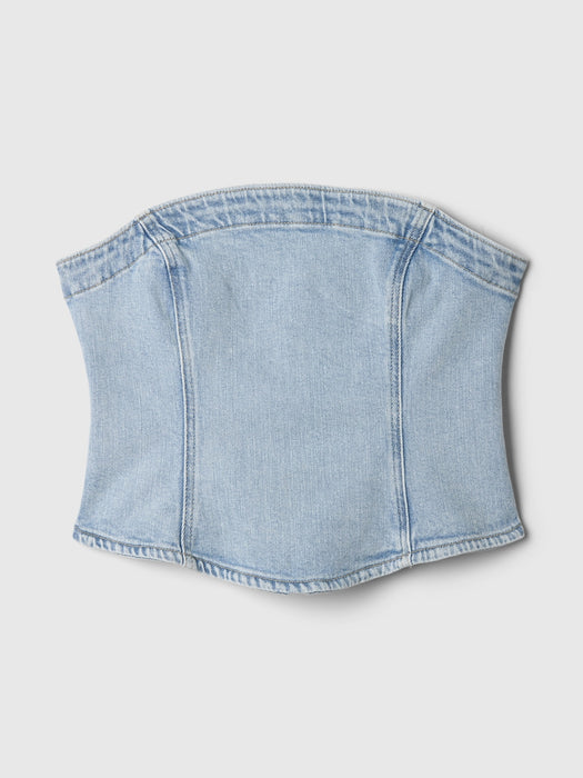 Strapless Denim Cropped Top