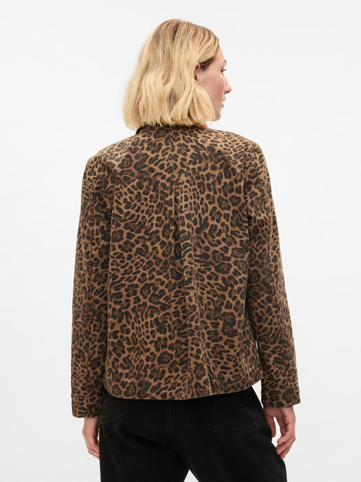 Leopard Denim Chore Jacket