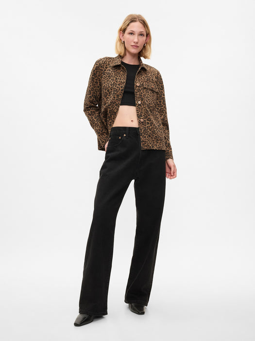 Leopard Denim Chore Jacket