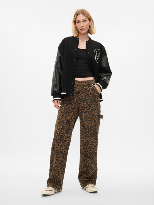 Mid Rise &#39;90s Loose Cheetah Cargo Jeans