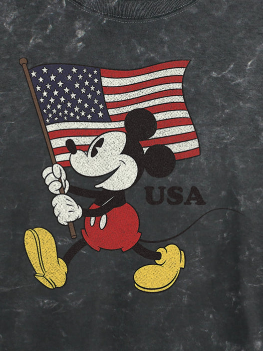 Mickey Mouse American Flag Graphic Boxy Cropped Tee