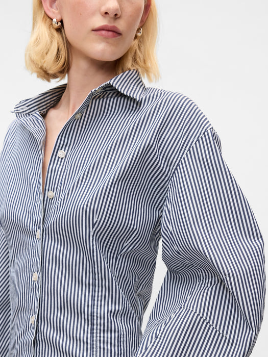 Organic Cotton Poplin Barrel Sleeve Cropped Shirt