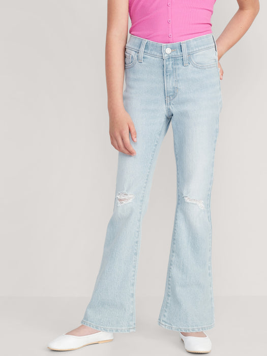 High-Waisted Built-In Tough Ripped Flare Jeans for Girls