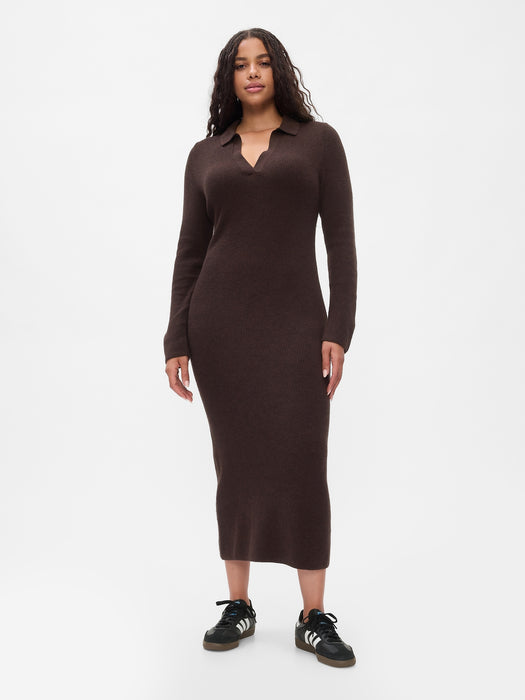 CashSoft Rib Midi Polo Sweater Dress