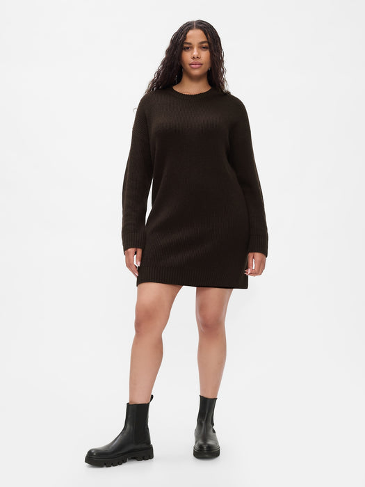 CashSoft Shaker-Stitch Mini Sweater Dress