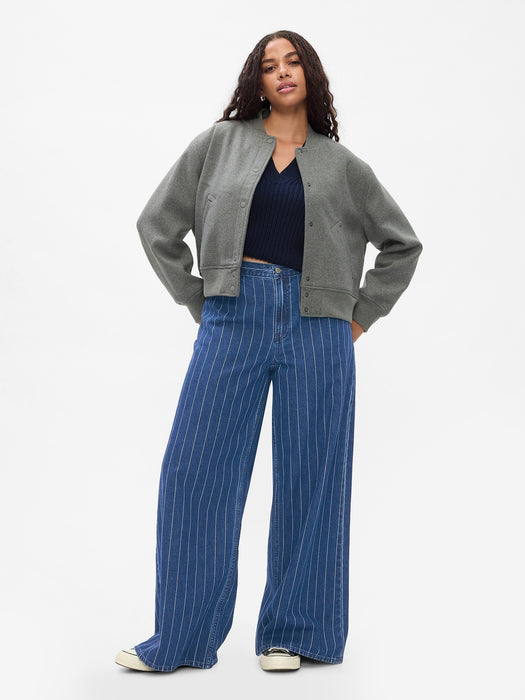 Mid Rise Pinstripe Baggy Jeans