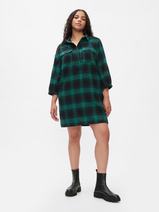 Flannel Utility Mini Shirtdress