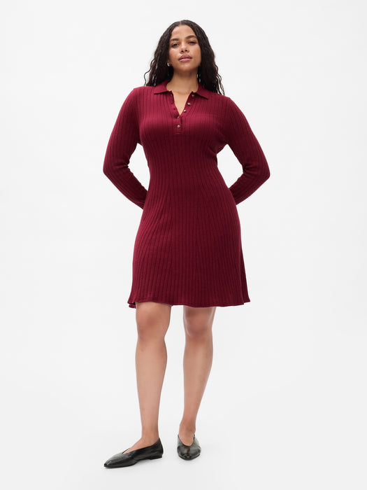 CashSoft Polo Mini Sweater Dress