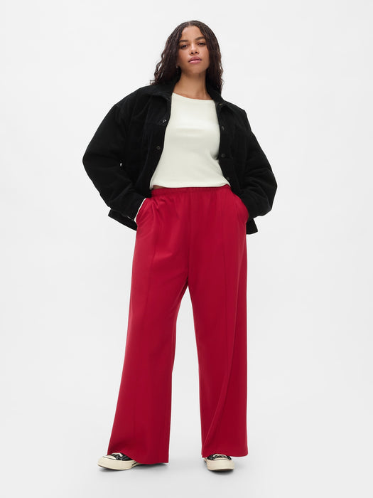 Wide-Leg Seamed Pull-On Pants