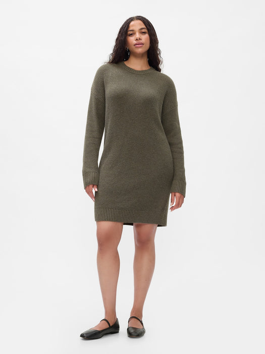 CashSoft Shaker-Stitch Mini Sweater Dress