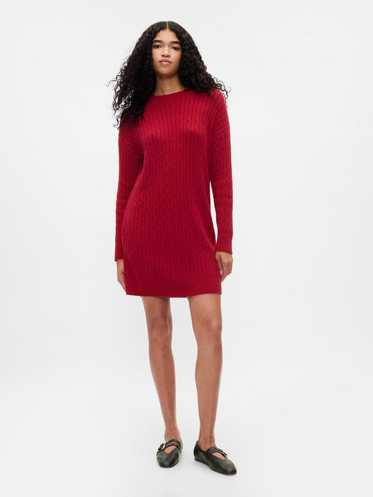 CashSoft Cable-Knit Mini Sweater Dress