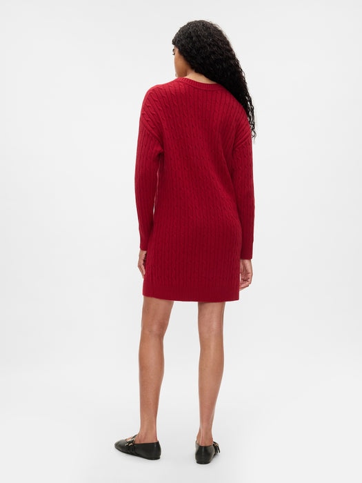 CashSoft Cable-Knit Mini Sweater Dress