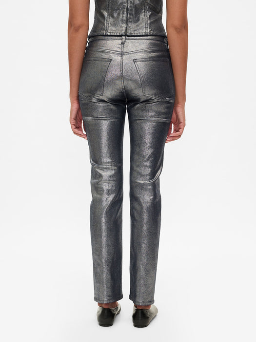 High Rise Metallic &#39;90s Straight Jeans