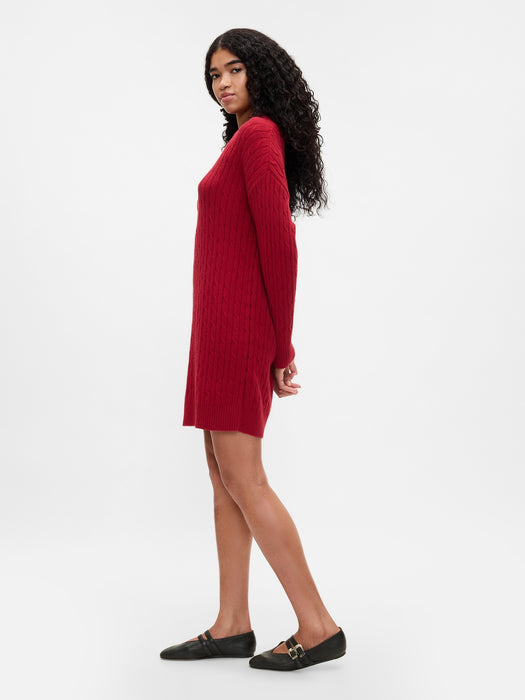 CashSoft Cable-Knit Mini Sweater Dress