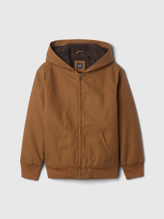 Kids Cozy Canvas Hooded Jacket