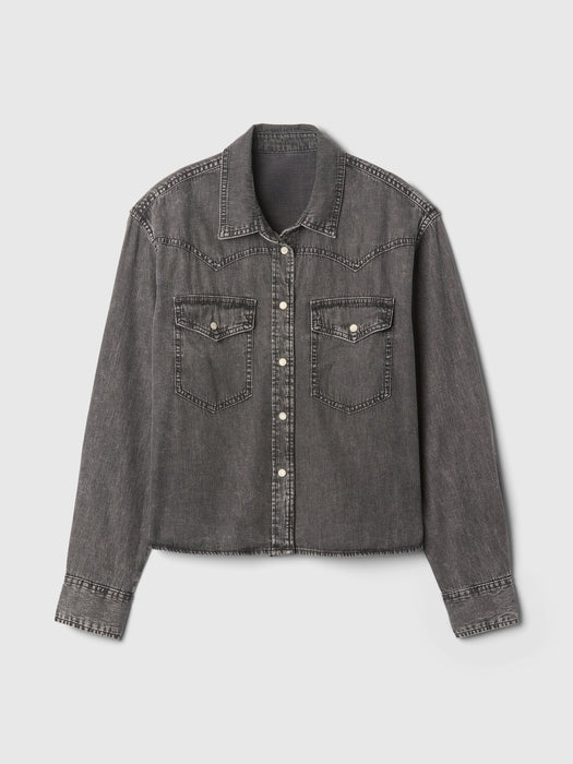 Cropped Western Denim Shirt