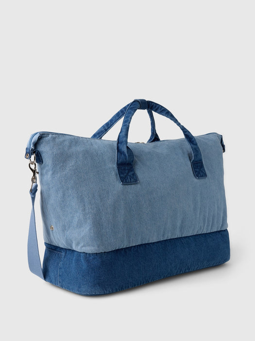 Two-Tone Denim Weekender Bag