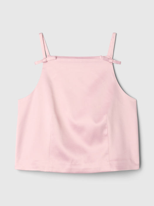 Satin Square-Neck Bow Top