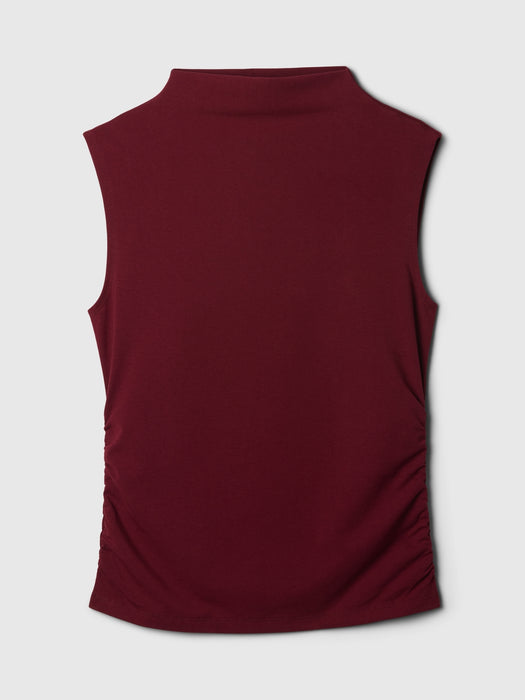 Modern Funnel-Neck Ruched Tank Top