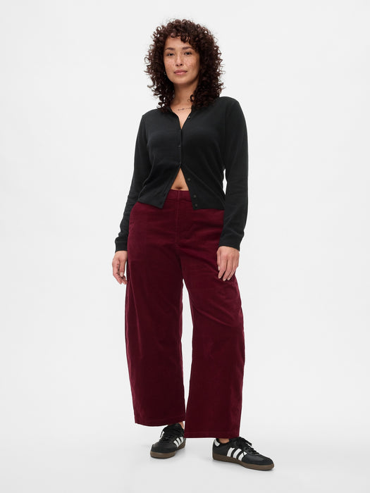 High Rise Corduroy Tapered Ankle Trousers