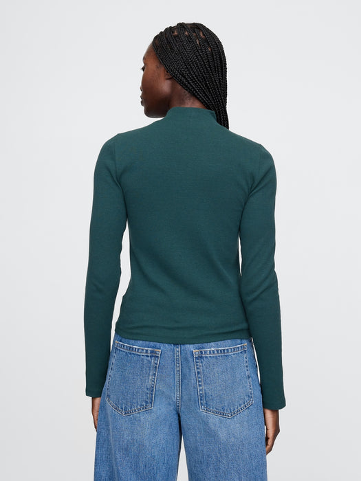 Modern Rib Cropped Mockneck Shirt