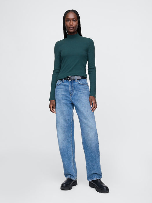 Modern Rib Cropped Mockneck Shirt