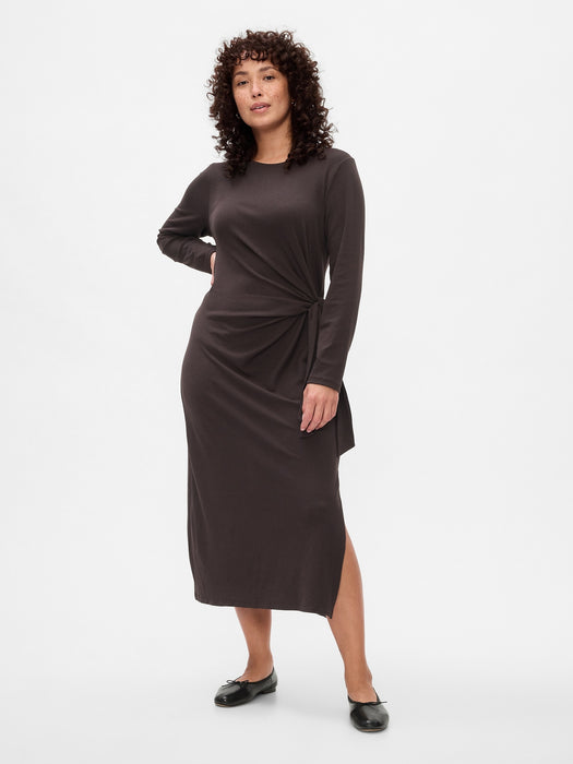 Modern Rib Tie-Knot Midi Dress