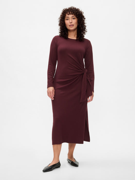 Modern Rib Tie-Knot Midi Dress