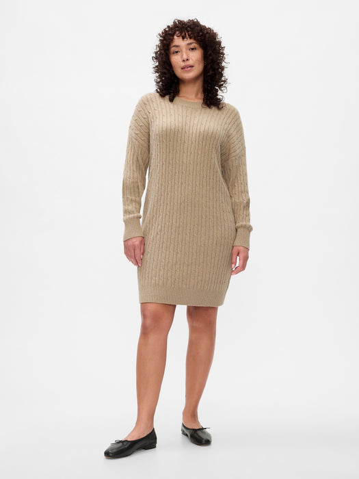 CashSoft Cable-Knit Mini Sweater Dress