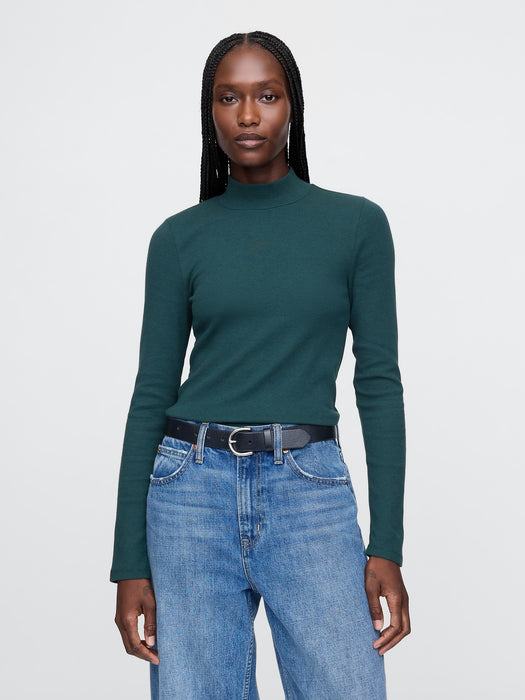 Modern Rib Cropped Mockneck Shirt